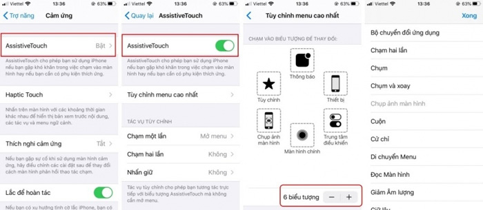cài đặt nút home ảo Các bước để bớt các chức năng xuất hiện trên nút home ảo