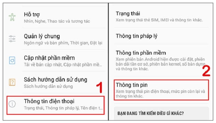 Cách kiểm tra độ chai pin Samsung thông qua cài đặt