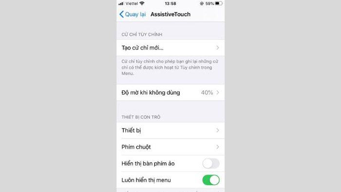 cài đặt nút home ảo Cách làm mờ nút home ảo