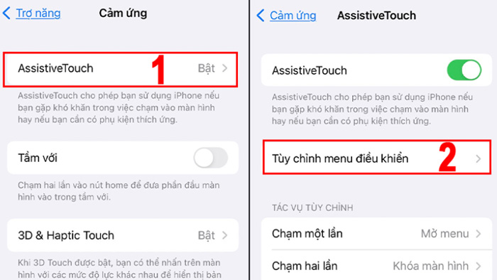 cài đặt nút home ảo Cài đặt 1 chạm