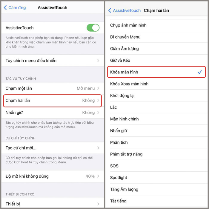 cài đặt nút home ảo Cài đặt 2 chạm