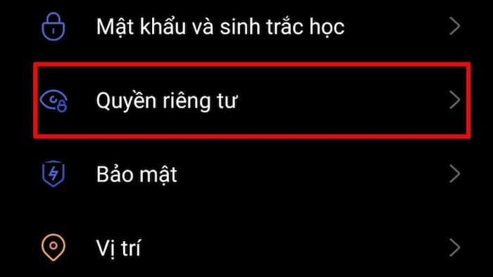 Chọn quyền riêng tư