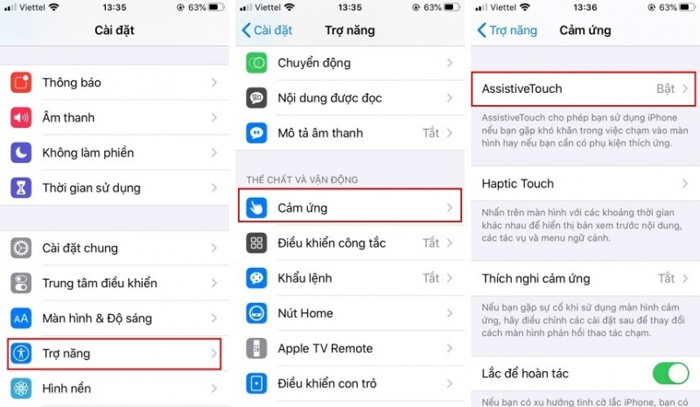 cài đặt nút home ảo Chọn vào AssistiveTouch trong phần Cài đặt
